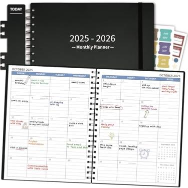 Imagem de Agenda mensal 2025-2026 (19 x 24 cm), julho de 2025 a dezembro de 2026, calendário acadêmico de 18 meses, agenda com marcador de página e bolso, perfeito para escola e trabalho, papel 120GSM, preto