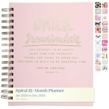 Imagem de WORLD TRAVELER Agenda 2026 semanal e mensal - 18 cm x 21 cm capa dura janeiro dezembro espiral agenda diária 2026 lista de tarefas, tamanho 17 x 21 cm, rosa diário