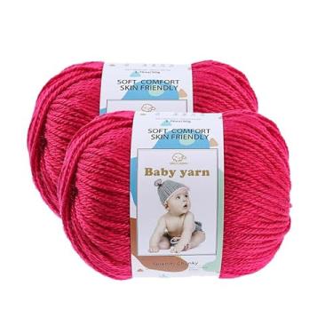 Imagem de Fio de malha para bebês – lã merino 10%, algodão 40%, nylon, 50% novelo de fio macio misturado adequado para crochê, cobertores e roupas de bebê (aproximadamente 50 g/160 jardas) [conjunto de 2 bolas