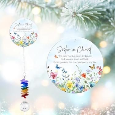 Imagem de GIFTELIX Enfeites de Natal – Irmã em Cristo – Natal, presente de aniversário para mulheres – Lembrança exclusiva de Bestie, Best Fiend, Soul Sister – Crystal Suncatcher Rainbow Maker – Decoração para