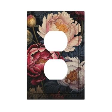 Imagem de HLCoChT O interruptor de luz de arte decorativa cobre a Symphony of Peony Hues 1 Gang Single Duplex Outlet Wall Plate Switchplate Electrical Faceplate