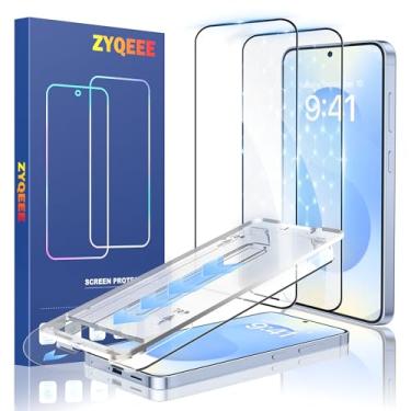 Imagem de ZYQEEE Pacote com 2 protetores de tela para Samsung Galaxy S25 de 6,2 polegadas [compatível com impressão digital], película protetora de vidro temperado HD de cobertura total, instalação rápida e