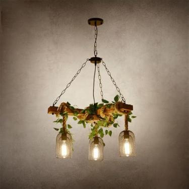 Imagem de Lustre Americano Pastoral LED Industrial Retrô Criativo Música Restaurante Bar Cafeteria Loja de Chá Loja de Roupas Decoração Plantas Verdes Luminária Pendente (AA 3 Lâmpadas)