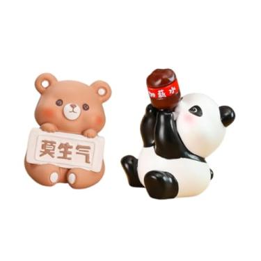 Imagem de Generic Conjunto de 2 Estátuas de Animais para Painel de Carro, Acessórios Fofos para Decoração de Mesa de Escritório, Escultura Criativa para Quarto, Urso