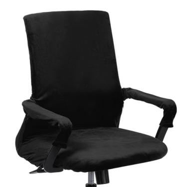 Imagem de PATIKIL Capa para cadeira de escritório, 99 cm, capa extensível universal para assento de computador com capa de apoio de braço, zíper para cadeiras de escritório, assento de mesa de casa, preto