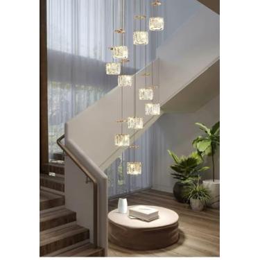 Imagem de Lustre luxuoso de uma palavra - Luminária ideal para sala de estar, casa, hotel, loft, restaurante e bar (dourado, 26 lâmpadas)