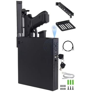 Imagem de Gsodoolu Segurança Cofre biométrico para arma de mão, porta deslizante automática segura para pistola para carro, cabeceira, caminhão gaveta criado-mudo - com código PIN, acesso chave, 3 métodos de