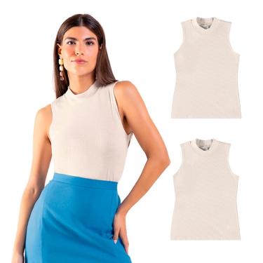 Imagem de Blusa  Feminina Cavada Gola Alta Malha Canelada-Feminino