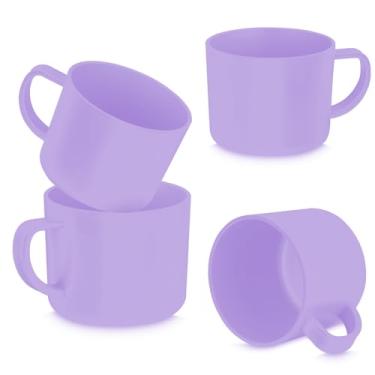 Imagem de Conjunto 4 Xícaras de Plástico Reciclável para Micro-ondas – 200ml – Sustentável, Leve e Reutilizável (Cor Única) (Lilás)