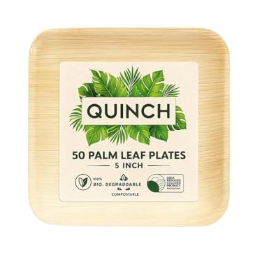 Imagem de QUINC Pratos quadrados de 12 cm | Pratos de sobremesa reutilizáveis elegantes para lanches, aperitivos e acompanhamentos (pacote com 50)