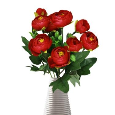 Imagem de Flores falsas | Planta de camélia falsa realista e significativa, decoração de casa elegante, sem irrigação, arranjo de flores decorativas para sala de estar, quarto, dormitório