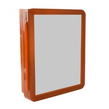 Imagem de Armário Para Banheiro Com Espelho Vision Embutir/Sobrepor Plástico Branco Preto Kit Fixação, Completo com Kit de Fixação - Organizador com Prateleiras(RETO CARAMELO)