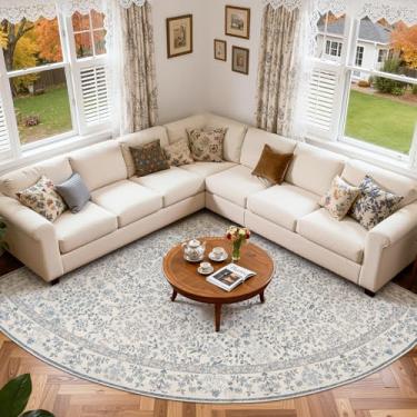 Imagem de jinchan Tapete de canto 20 x 20 cm, tapete floral macio e estético, antiderrapante, lavável à máquina, para entrada, quarto, crianças, cozinha, faculdade, dormitório, azul/creme