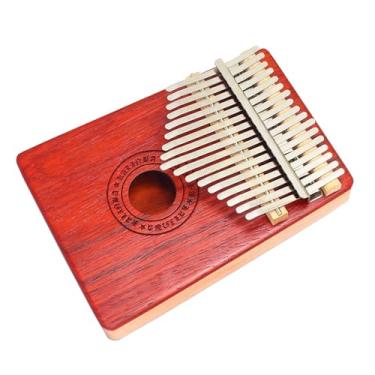 Imagem de Piano de polegar Kalimba vermelho portátil de 17 tons para iniciantes instrumento de teclado de piano de dedo (cor: 05)