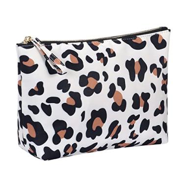 Imagem de Kamo Bolsas de maquiagem – Bolsa de cosméticos para mulheres, bolsa com zíper, organizador de cosméticos, bolsas de viagem para produtos de higiene pessoal, estojo de lápis, Estampa de leopardo A, One
