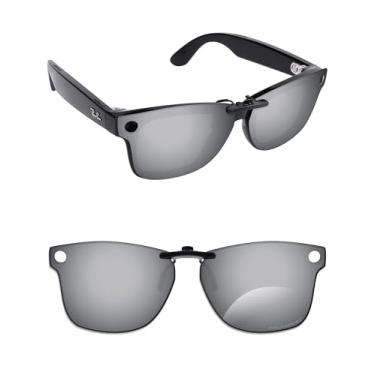 Imagem de Alphax Óculos de sol polarizados com proteção UV Clip-ons para óculos inteligentes Ray-Ban Meta Wayfarer RW4012 53 mm - Opções, Prata.
