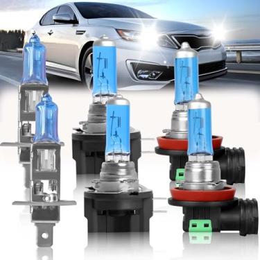 Imagem de VAMOTA Adequado para lâmpadas de farol de alto desempenho Kia Optima 2011-2015, farol alto H1 + farol baixo H11B + combo de luz de neblina H11, 100W, IP68, super brilhante, plug and play, luz branca
