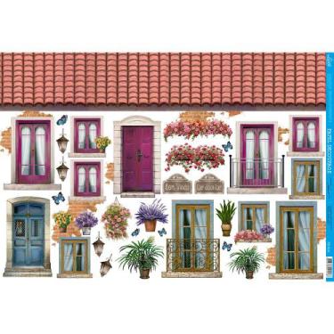 Imagem de Papel para Decoupage Litoarte 49x34,3cm Telhado Portas e Janelas - PD-