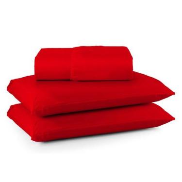 Imagem de Kit Jogo Lençol Roupa Cama Casal 3 Peças Elastico Fronha Simples 200 F