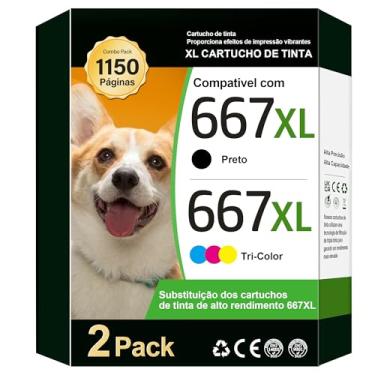 Imagem de TECKKIN Cartucho de Tinta para HP 667 667XL Compatíveis com HP DeskJet Ink Advantage 2374 1275 2376 2775 2776 DeskJet Plus 6475 6476 6075 (1 Preto 1 Colorido), não original