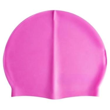 Imagem de Touca de Natação Impermeável，Touca para Natação de Silicone Impermeável Swimmer Lisa Adulta Juvenil(Rosa)