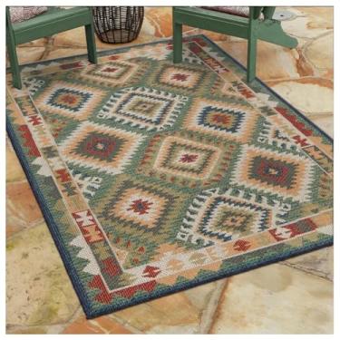 Imagem de SPXMQSS Tapete de exterior para pátios, tapete lavável antiderrapante veludo cristal grande tapetes para área externa resistente ao desgaste para varanda, deck, varanda, jardim, cozinha E 200 x 300 cm