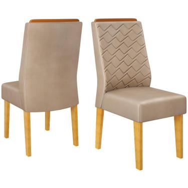 Imagem de Kit 2 Cadeiras De Jantar Estofadas Lidia Veludo Kraft Cedro Dj Moveis Veludo Kraft Cedro