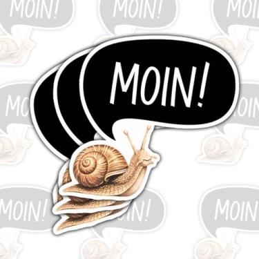 Imagem de 3 peças de adesivos de caracol de saudação Moin, adesivos de vinil com citação de animais engraçados fofos para laptop, caderno, diário, garrafa de água, carro, presente para adolescentes, estudantes