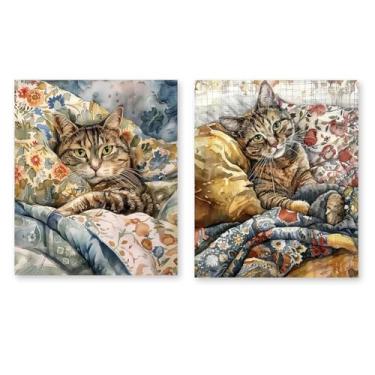 Imagem de RLTXBUK Pacote com 2 kits de arte de diamante vintage para gatos, mães e amantes, presentes para mulheres, kits de arte de pintura de diamante para adultos e crianças iniciantes, presentes para