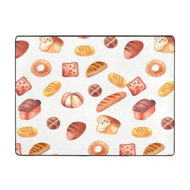Imagem de ZERAOKE Tapete de área de pão pintado 48 x 63 polegadas, lavável na máquina com suporte antiderrapante, tapetes macios para sala de estar, quarto, entrada, quarto de crianças, decoração de casa