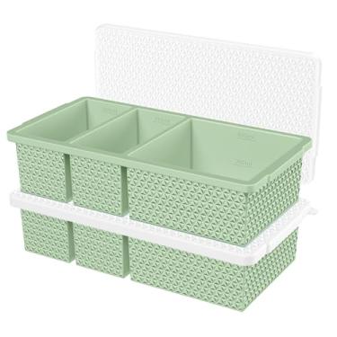 Imagem de Bandejas de cubos de gelo com padrão de diamante, conjunto de 1 + 2 peças (2 bandejas) (verde)