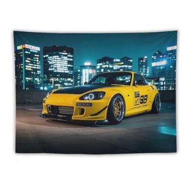 Imagem de HouLaiZhe JDM Tapeçaria de carro Jdm carro S2000 cidade noite telhado pendurar na parede quarto decoração de casa tapeçarias estética piquenique decoração de parede arte de parede para dormitório sala