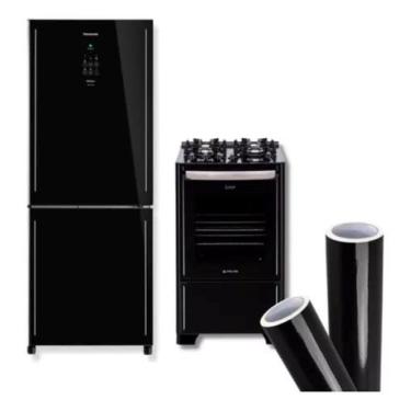 Imagem de Adesivo Vinil Envelopamento Preto Brilho Geladeira 5m x 50cm - BG Ades