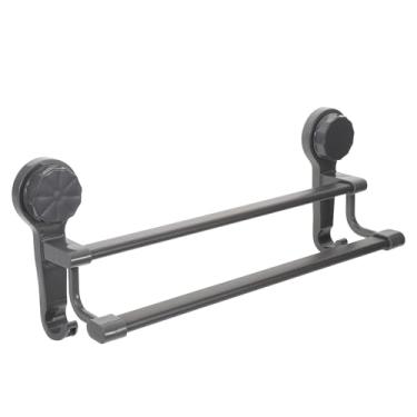 Imagem de PRETYZOOM Barra de toalha com ventosa sem perfuração, toalheiro duplo para superfícies lisas, suporte de parede com forte poder de sucção para acessórios de banheiro e cozinha