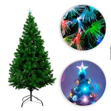 Imagem de Árvore de Natal com Pisca Pisca LED Colorido e Estrela, 137cm de Altura, 60cm de Diâmetro, Plástico, Bivolt, MC2323-150
