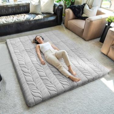 Imagem de ZonLi Colchão de Chão Japonês Colchão Futon Tamanho Duplo, Tapete de Tatame Enrolável Espesso com Capa Lavável 100% Algodão, Colchão de Cama de Chão Portátil e Dobrável para Dormir, Dormitório, Crianç