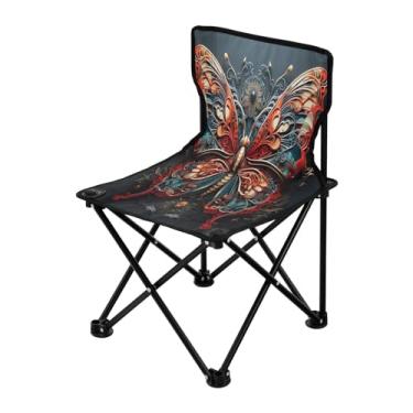 Imagem de Wassud Cadeira de acampamento, leve, portátil, mecânica, borboleta, dobrável, para uso externo, tecido Oxford, cadeira de praia para jardim, praia, pesca