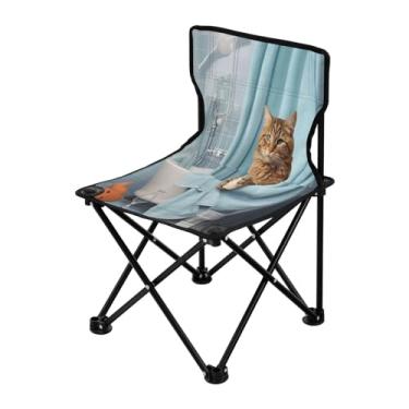 Imagem de Wassud Cadeira de acampamento, leve, portátil, para banho, gato, cadeira dobrável ao ar livre, tecido Oxford, cadeira de praia para jardim, praia, pesca