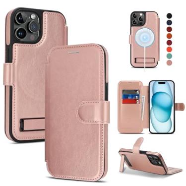 Imagem de CIVICASE Capa carteira para iPhone 13 Pro com suporte, compartimentos para cartão de crédito flip de couro PU (bloqueio RFID), compatível com suporte magnético Magsafe, capa de telefone feminina e