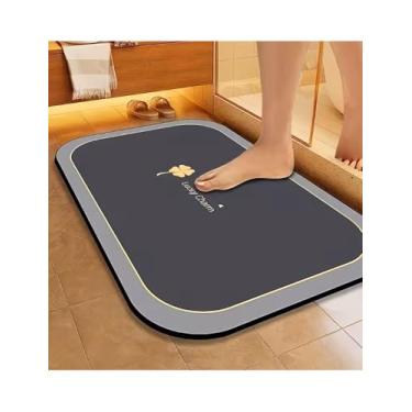 Imagem de Tapete de banheiro, tapete de chuveiro externo, tapete antiderrapante, tamanho grande absorvente, tapete de banheiro padrão geométrico (40 x 60 cm)