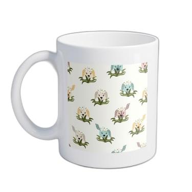 Imagem de Caneca Xícara Para Café Porcelana 300ml Com Design Criativo De Cachorro E Flores