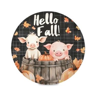 Imagem de xigua Jogo americano redondo de vaca sentado em barril de madeira, conjunto de 4 para mesa de jantar, tapetes de mesa antiderrapantes laváveis e resistentes ao calor para decoração de festa, cozinha