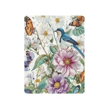 Imagem de xigua Lençol de berço vintage com flor de pássaro para meninas e meninos, lençol macio e respirável adequado para berço padrão e cama infantil 68,5 x 99 cm