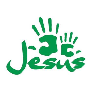 Imagem de Adesivo Mãos de Jesus Cristo religioso Cristão Evangélico para parede, carro, notebook e outros (VERDE, 46,5x33,8cm)