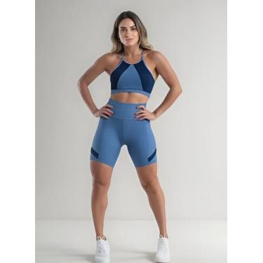 Imagem de Conjunto Fitness Premium Poliamida Detalhes Canelados Top Bojo Removív