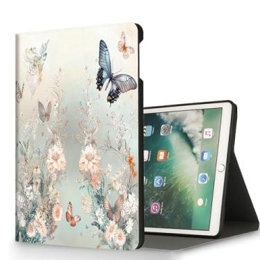 Imagem de RUUHLJLET Capa para iPad 6ª/5ª geração (2018/2017) Capa para iPad de 9,7 polegadas, despertar/hibernar automaticamente, capa protetora com suporte ajustável para Apple iPad de 9,7 polegadas - flores