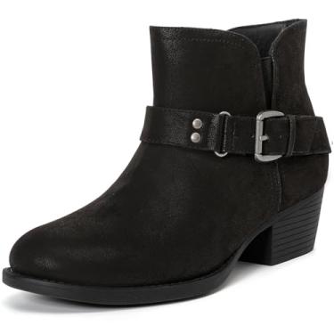 Imagem de Luoika Botas femininas de cano curto de largura larga - Botas curtas pretas e marrons com bloco de salto baixo com zíper lateral., Blackmf 219, 7 X-Wide