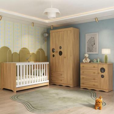 Imagem de Quarto De Bebê Completo Com Berço Americano 3 Em 1 Sonho Multimóveis MP4623 Madeirado