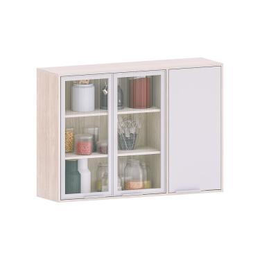 Imagem de Armário Aéreo 120 Cm 3 Portas, 2 Portas Em Vidro Canelado E 1 Porta Fechada Art Luciane Móveis