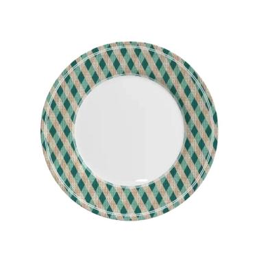 Imagem de Jogo 2 Pratos Raso Joy Natalino Natal Xadrez Verde E Branco Em Cerâmica Alleanza